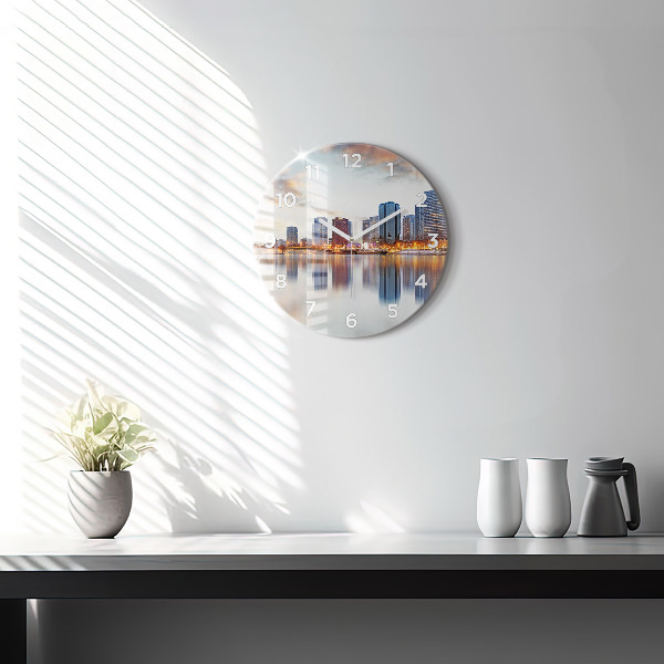 Round glass wall clock Panorama with the Eiffel Tower