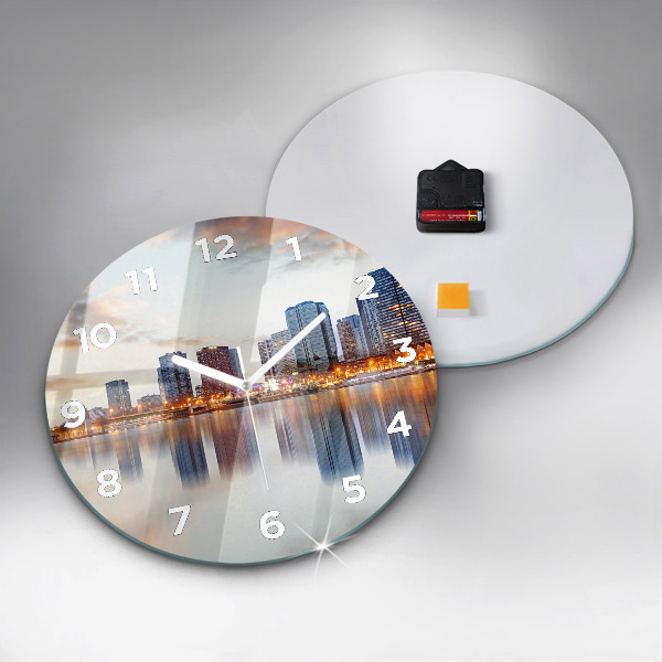 Round glass wall clock Panorama with the Eiffel Tower