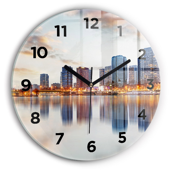 Round glass wall clock Panorama with the Eiffel Tower