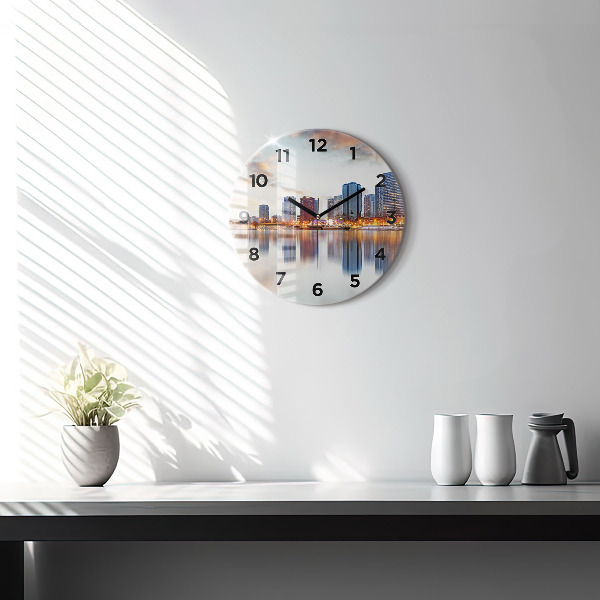 Round glass wall clock Panorama with the Eiffel Tower