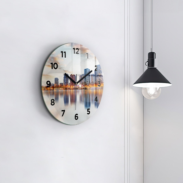 Round glass wall clock Panorama with the Eiffel Tower