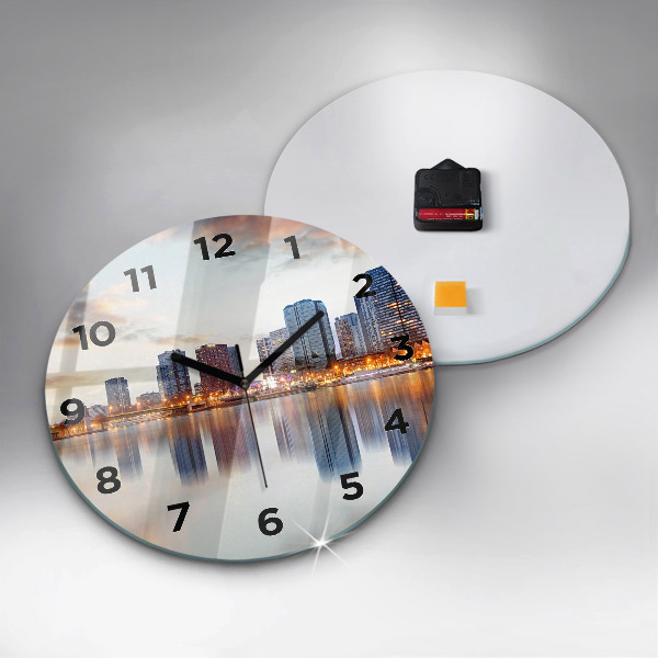 Round glass wall clock Panorama with the Eiffel Tower