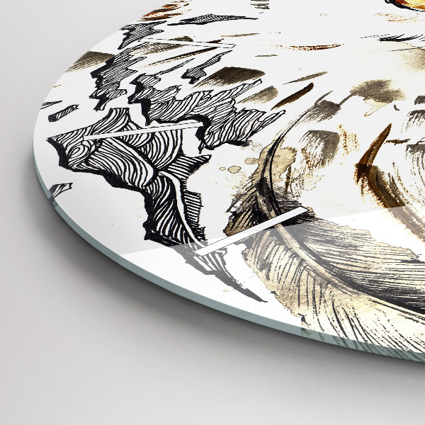 Round glass wall clock Owl symbol of wisdom