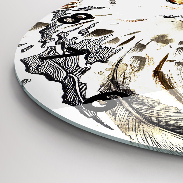 Round glass wall clock Owl symbol of wisdom
