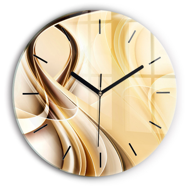 Round glass wall clock Abstraction waves