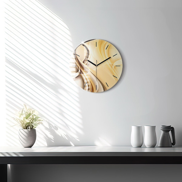 Round glass wall clock Abstraction waves