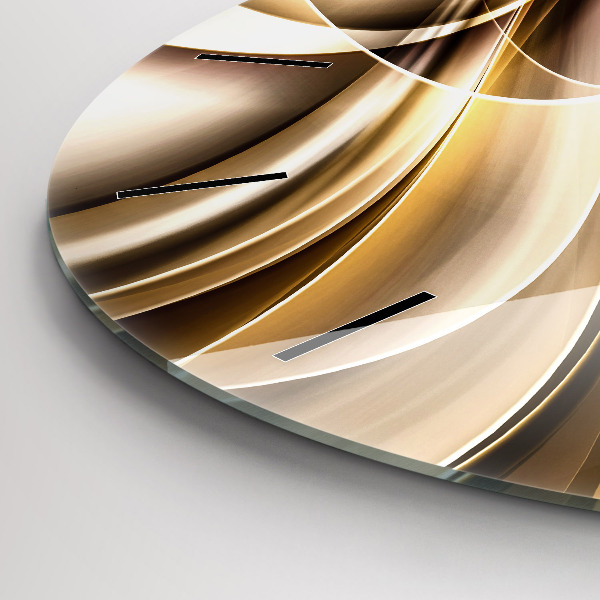 Round glass wall clock Abstraction waves