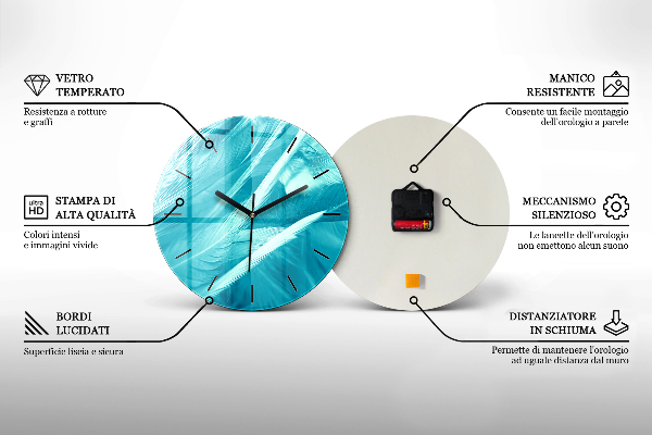 Round glass wall clock Abstraction waves