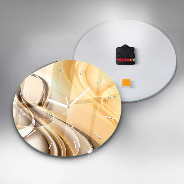 Round glass wall clock Abstraction waves