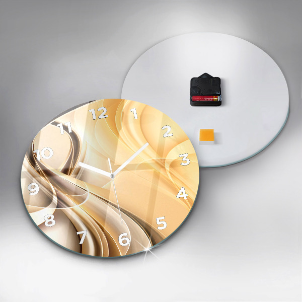 Round glass wall clock Abstraction waves