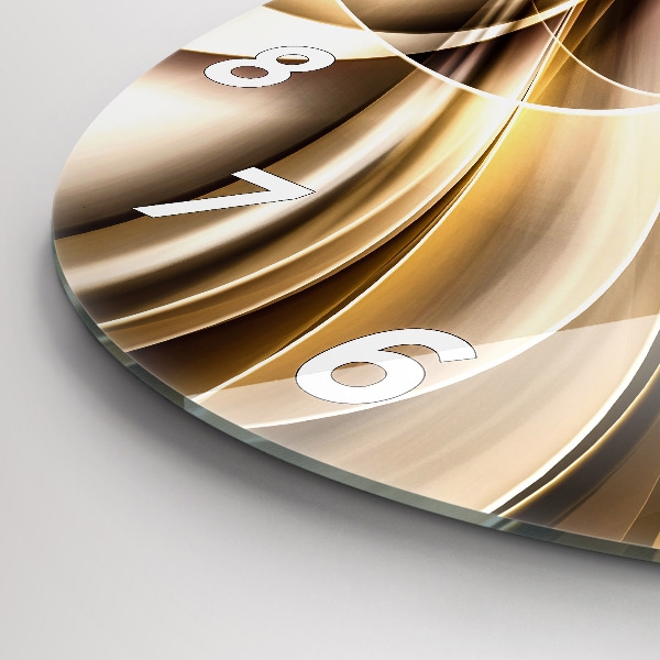 Round glass wall clock Abstraction waves