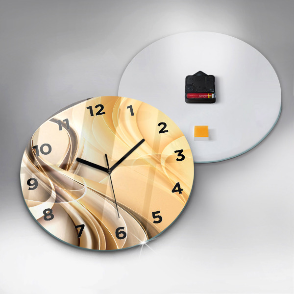 Round glass wall clock Abstraction waves