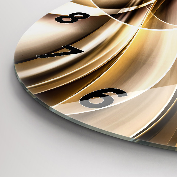 Round glass wall clock Abstraction waves