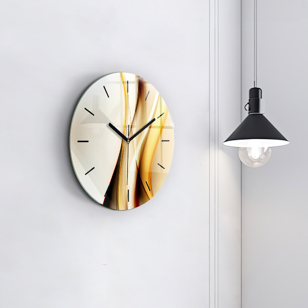 Round glass wall clock Abstract wave
