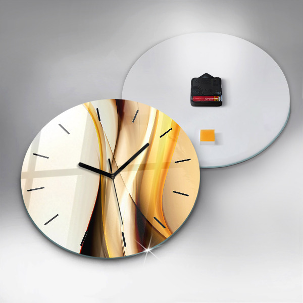 Round glass wall clock Abstract wave