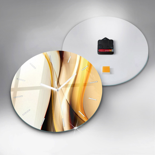 Round glass wall clock Abstract wave