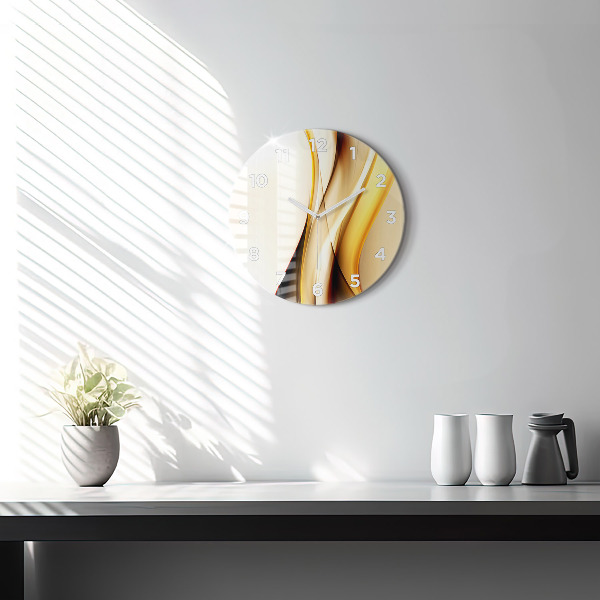 Round glass wall clock Abstract wave