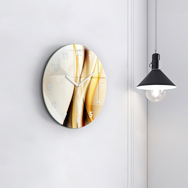 Round glass wall clock Abstract wave