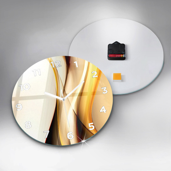 Round glass wall clock Abstract wave