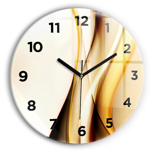 Round glass wall clock Abstract wave