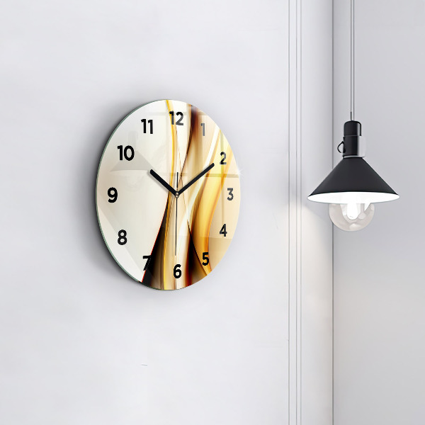 Round glass wall clock Abstract wave