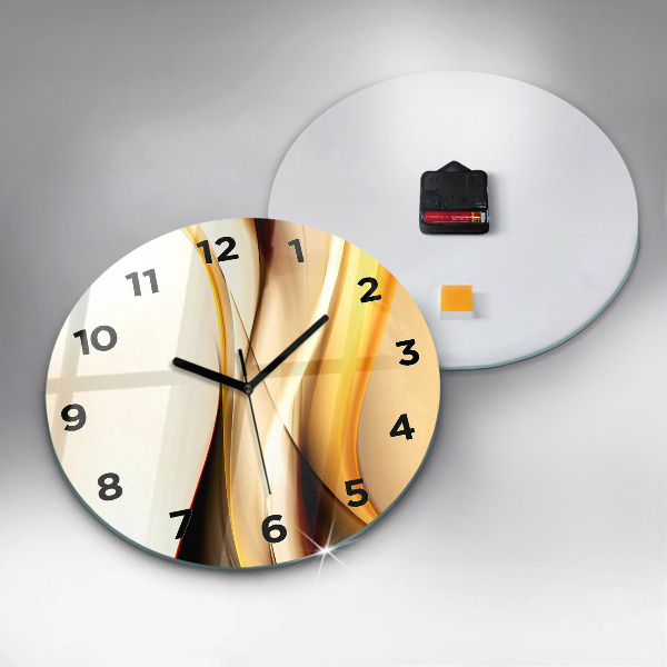 Round glass wall clock Abstract wave