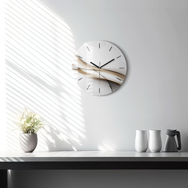 Round glass wall clock Abstract lines