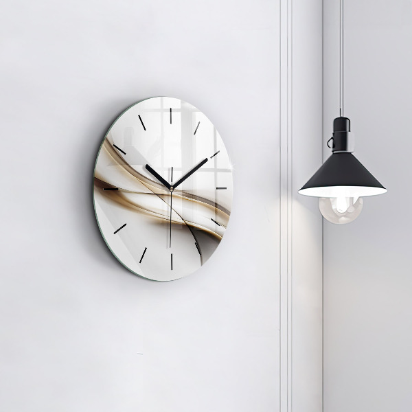 Round glass wall clock Abstract lines