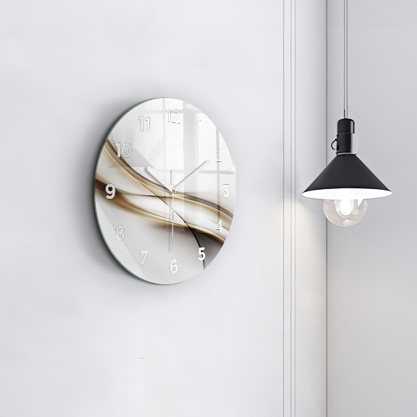 Round glass wall clock Abstract lines