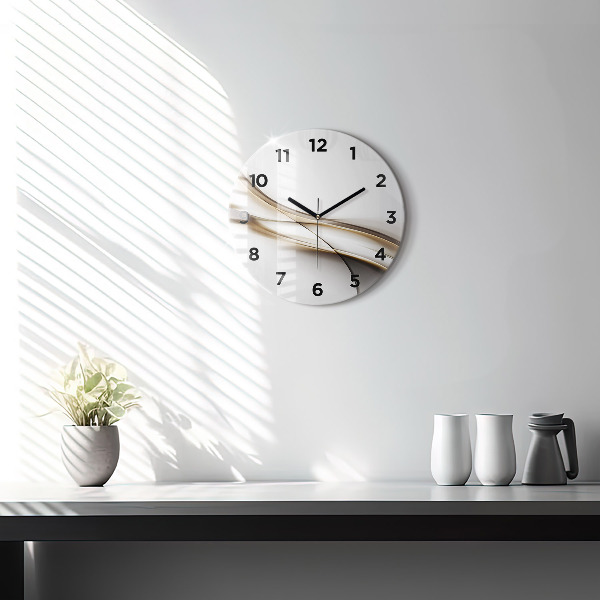 Round glass wall clock Abstract lines