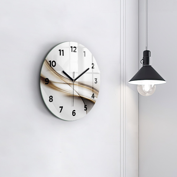 Round glass wall clock Abstract lines