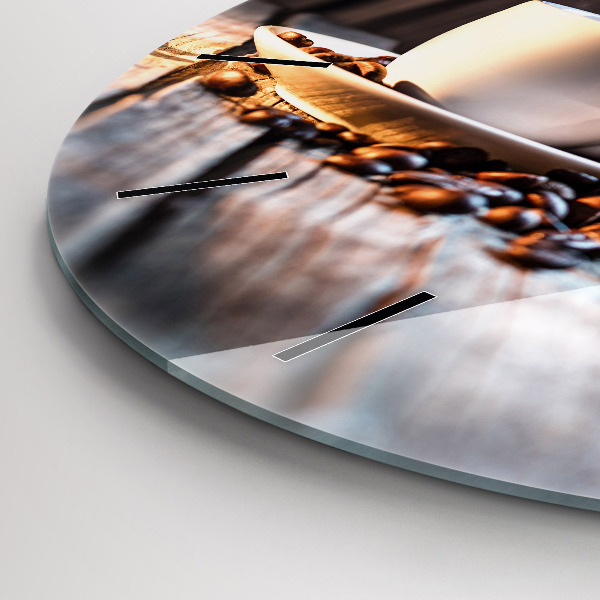 Round glass wall clock A cup of coffee