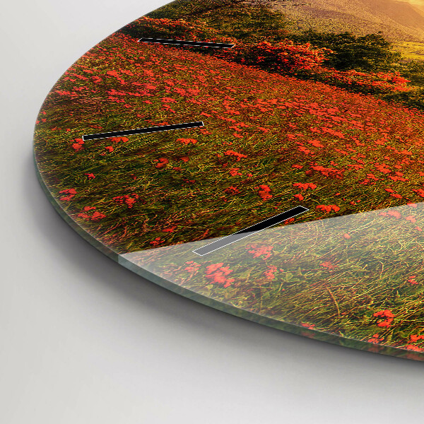 Round glass wall clock Love Heart Tree