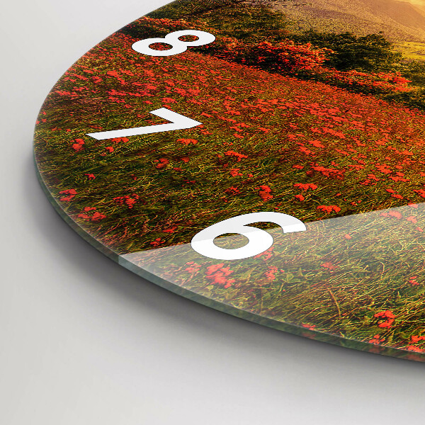 Round glass wall clock Love Heart Tree