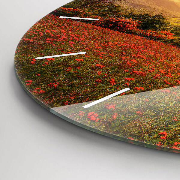 Round glass wall clock Love Heart Tree