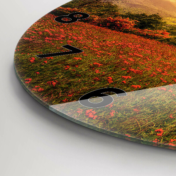 Round glass wall clock Love Heart Tree