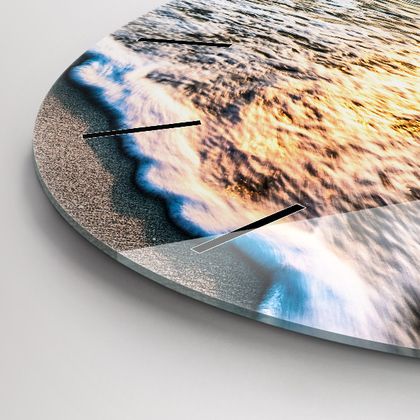 Round glass wall clock Beach, sea and sand