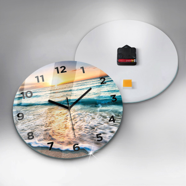 Round glass wall clock Beach, sea and sand