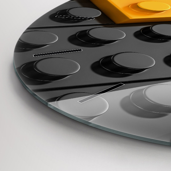 Round glass wall clock Toy blocks