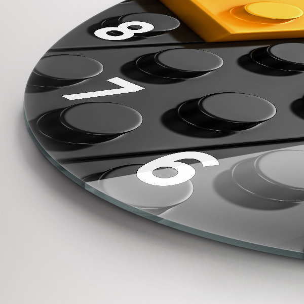 Round glass wall clock Toy blocks