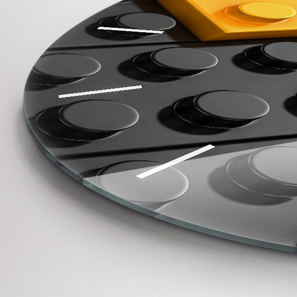 Round glass wall clock Toy blocks