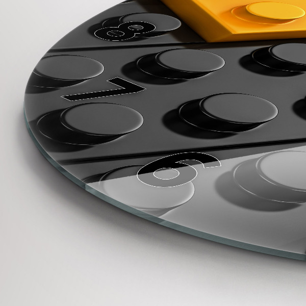 Round glass wall clock Toy blocks