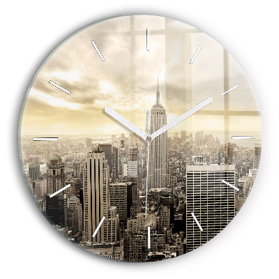 Round glass wall clock Skyscraper in New York