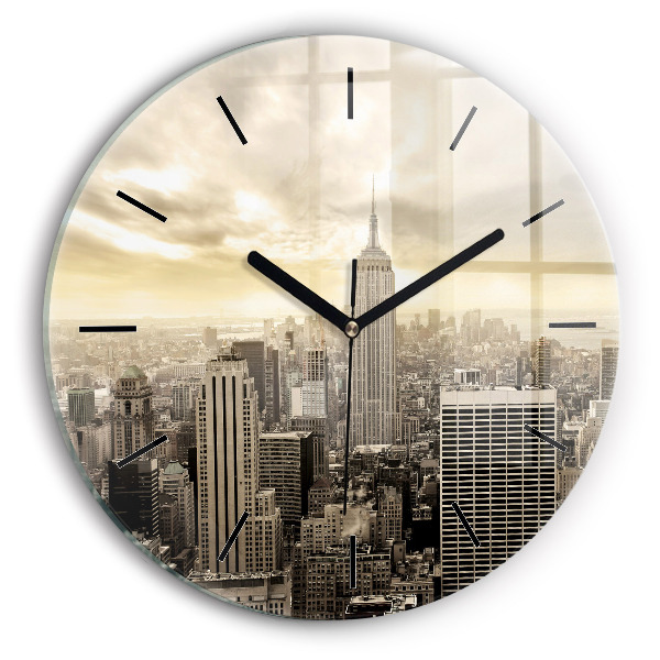 Round glass wall clock Skyscraper in New York