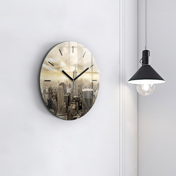 Round glass wall clock Skyscraper in New York