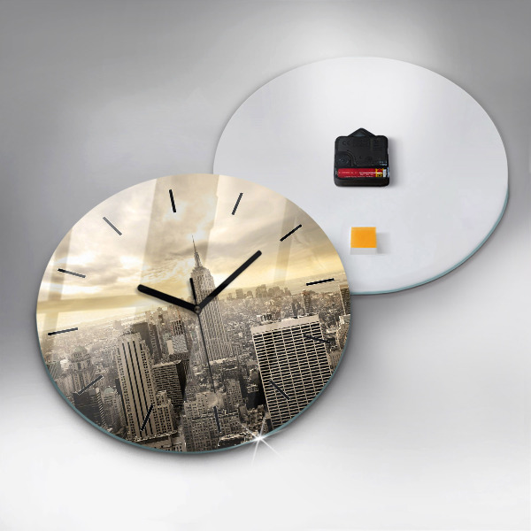 Round glass wall clock Skyscraper in New York