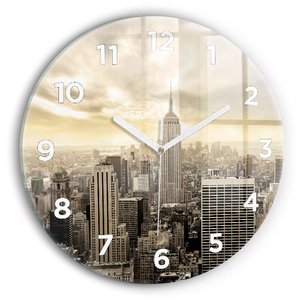 Round glass wall clock Skyscraper in New York
