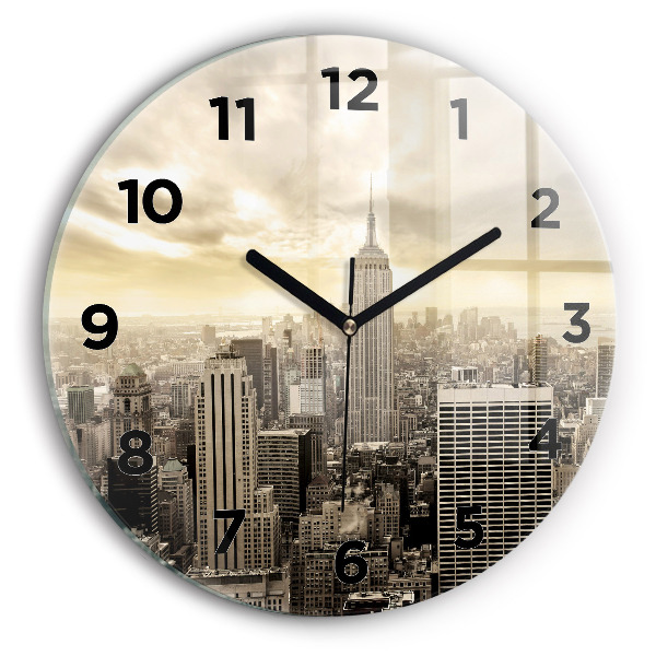 Round glass wall clock Skyscraper in New York