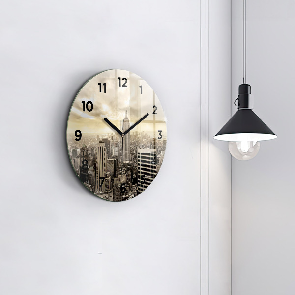 Round glass wall clock Skyscraper in New York