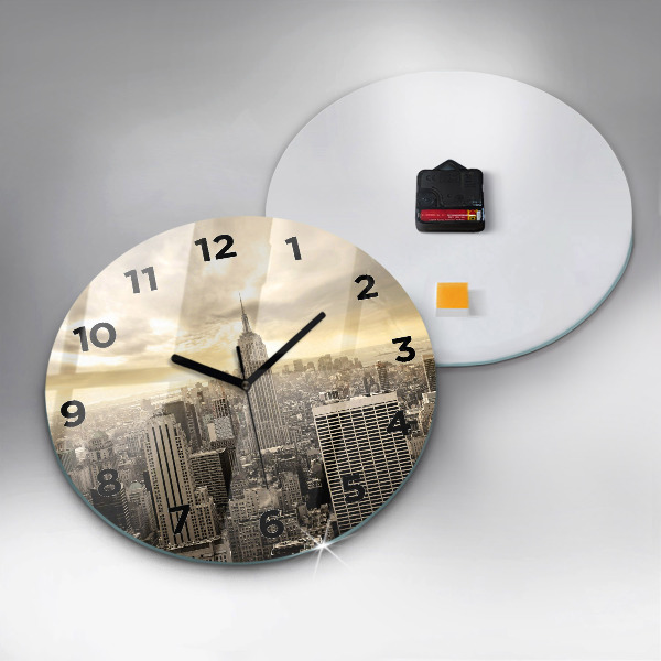 Round glass wall clock Skyscraper in New York